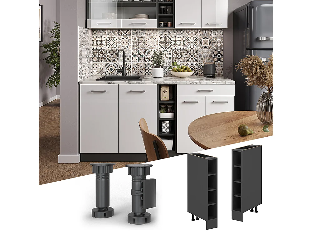 Kitchen shelf anthracite 15x44x81.6 r-line