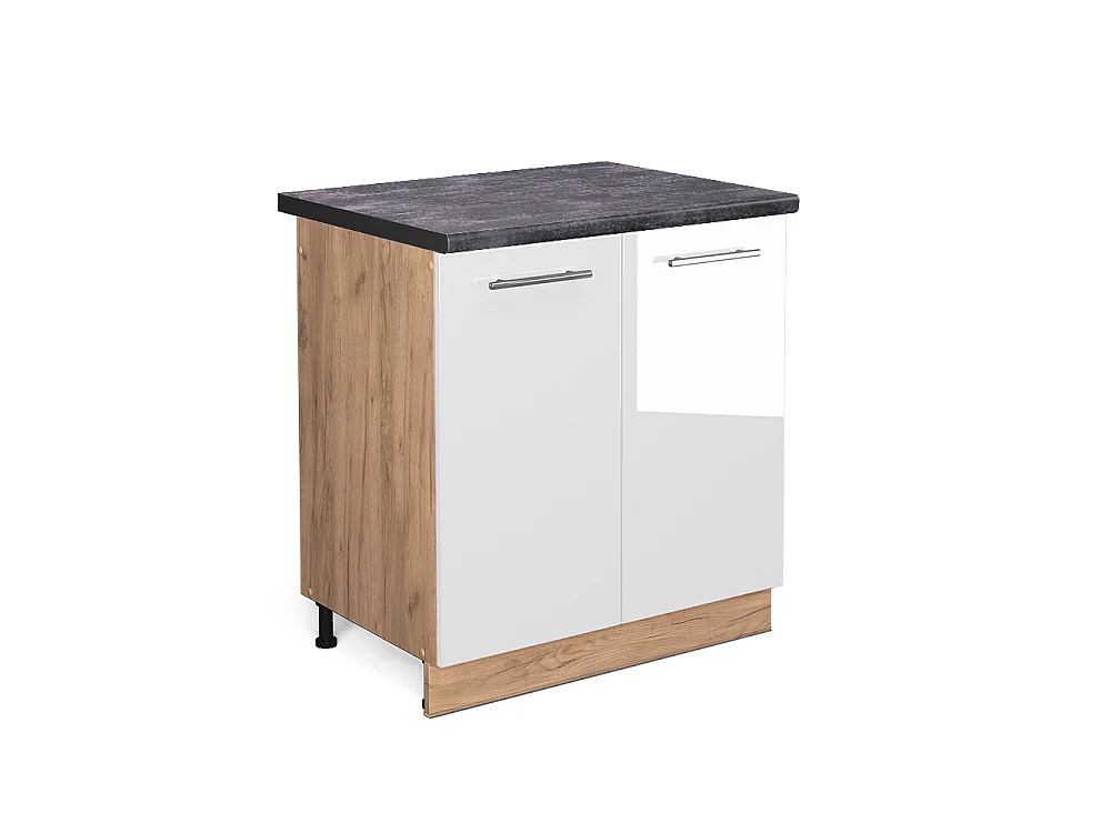 Meuble bas sous-évier blanc haute brillance 80x60x82 fame-line
