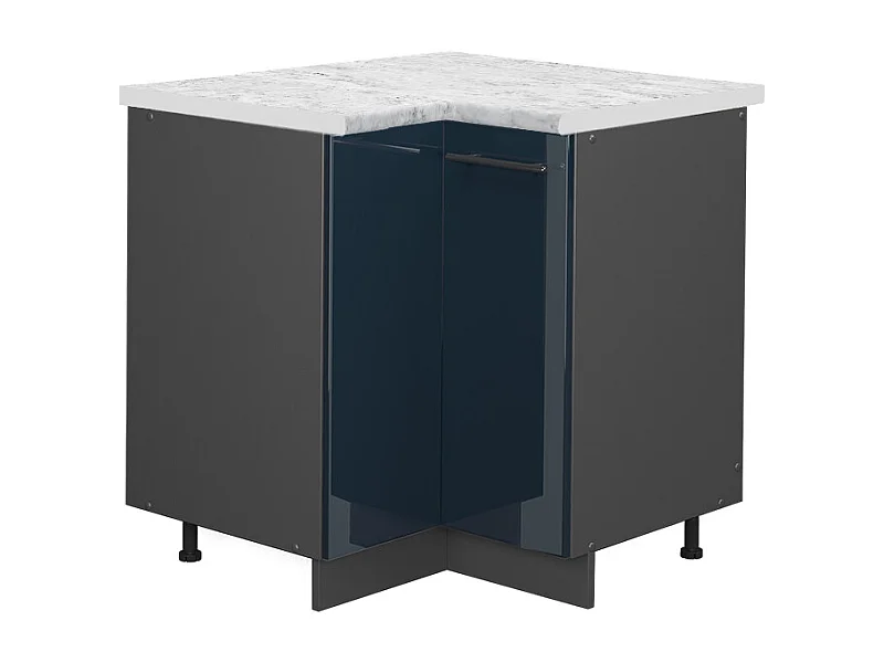 Armario de esquina azul oscuro alto brillo 80.5x60x82 fame-line