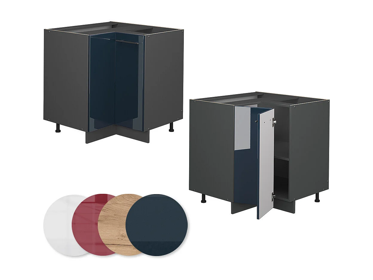 Mobile ad angolo cucina blu scuro lucido 80.5x60x82 fame-line