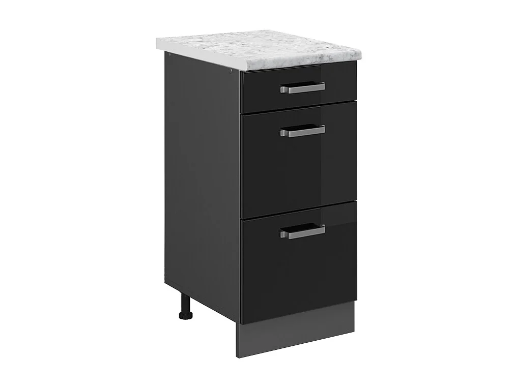 Meuble cuisine noir haute brillance 40x46x81.6 r-line