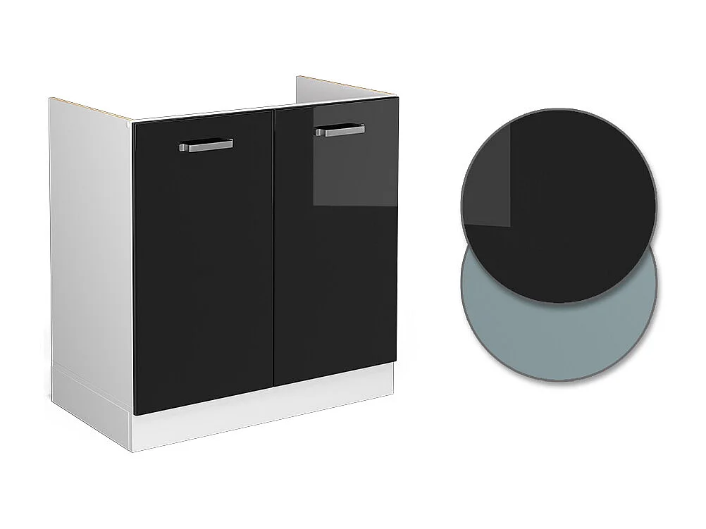 Mobile lavello cucina nero lucido 80x46x81.6 r-line