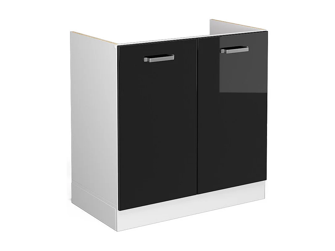 Meuble bas sous-évier noir haute brillance 80x46x81.6 r-line