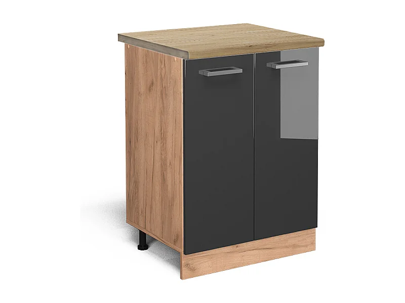 Meuble bas de cuisine anthracite haute brillance 60x60x81.6 r-line