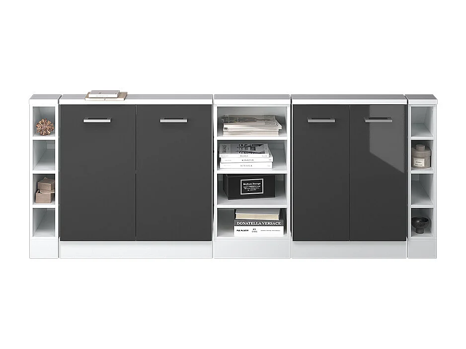 Meuble sous pente anthracite haute brillance 210x46x81.6 r-line