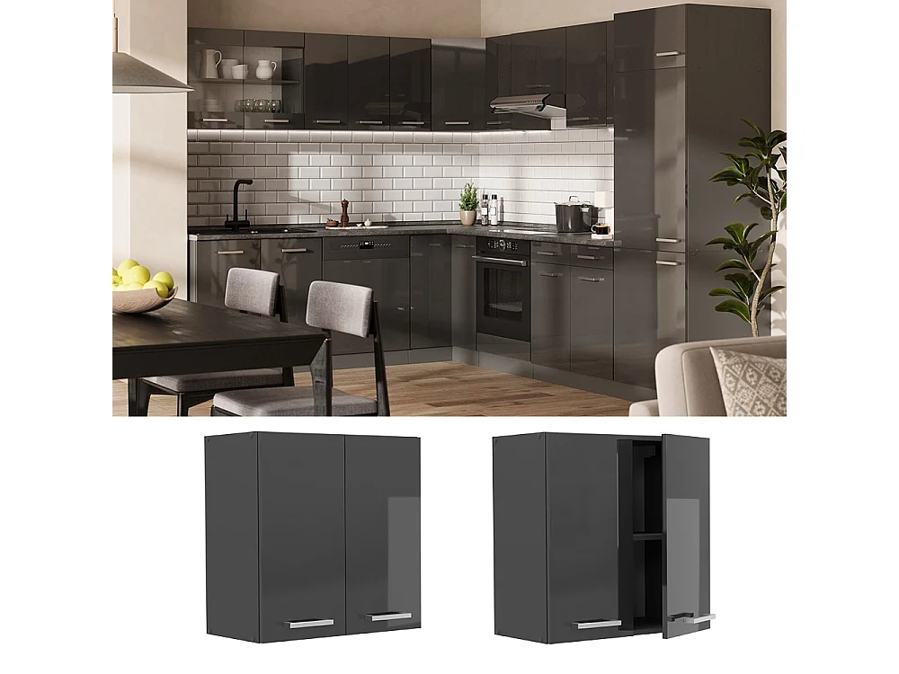 Wall cabinet anthracite high gloss 60x31x60 r-line
