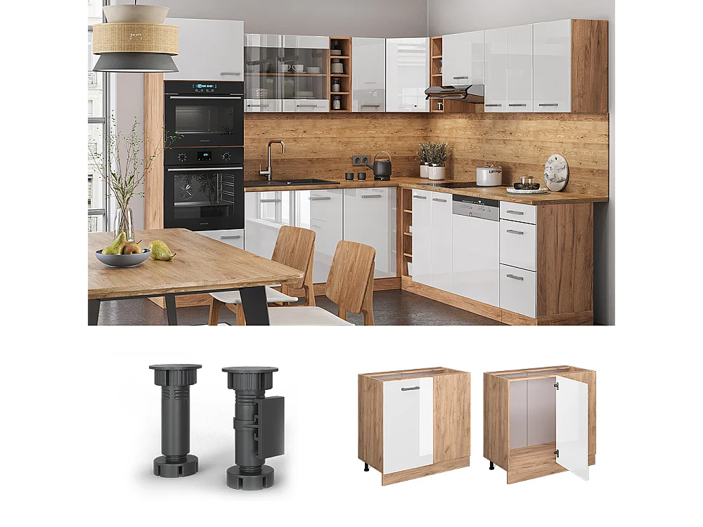 Mobile ad angolo cucina bianco lucido 86x60x81.6 r-line