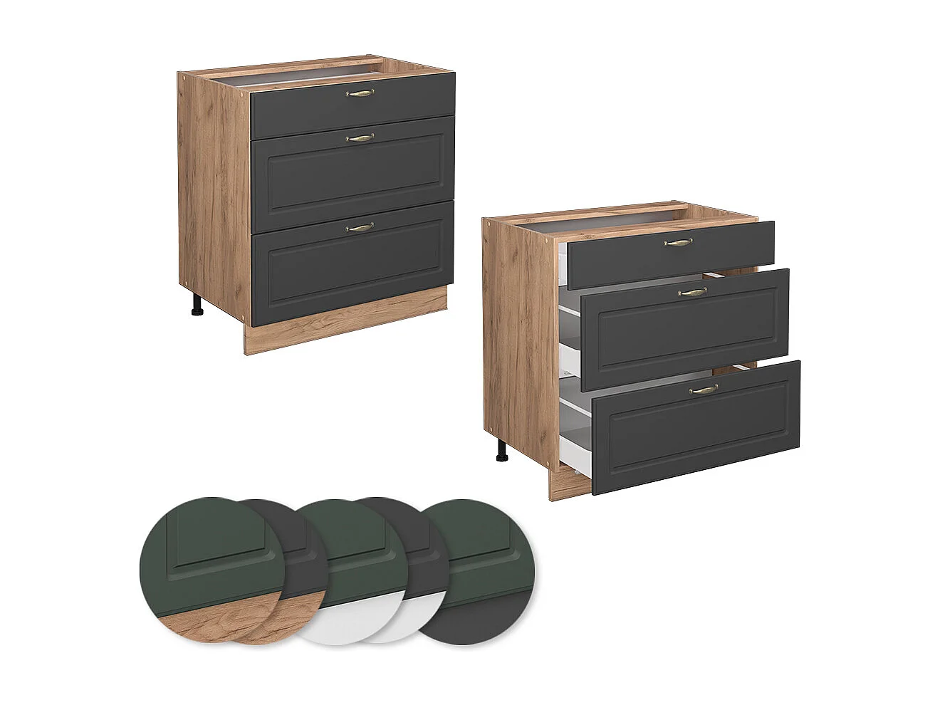 Meuble cuisine anthracite-or 80x51.6x82 fame-line