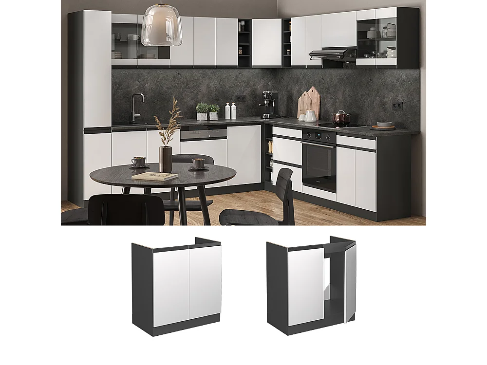 Meuble bas sous-évier blanc 80x60x81.6 r-line