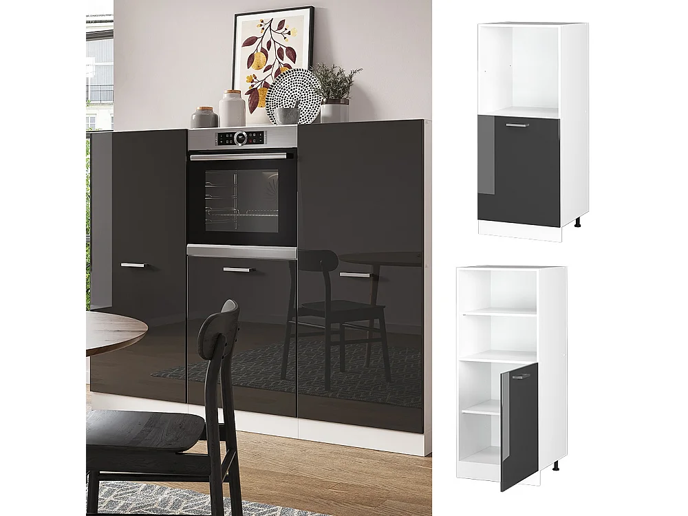 Oven housing cabinet anthracite high gloss 60x57x143 r-line