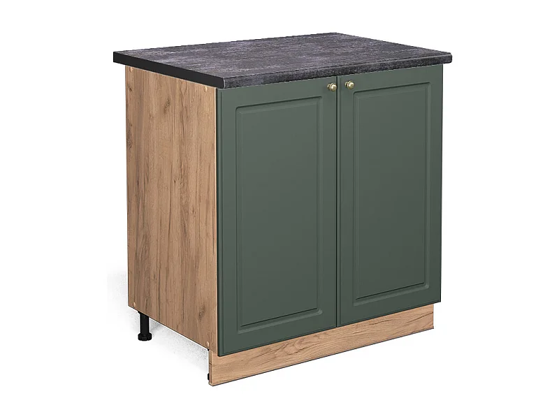 Mueble bajo de cocina verde dorado casa de campo 80x60x82 fame-line