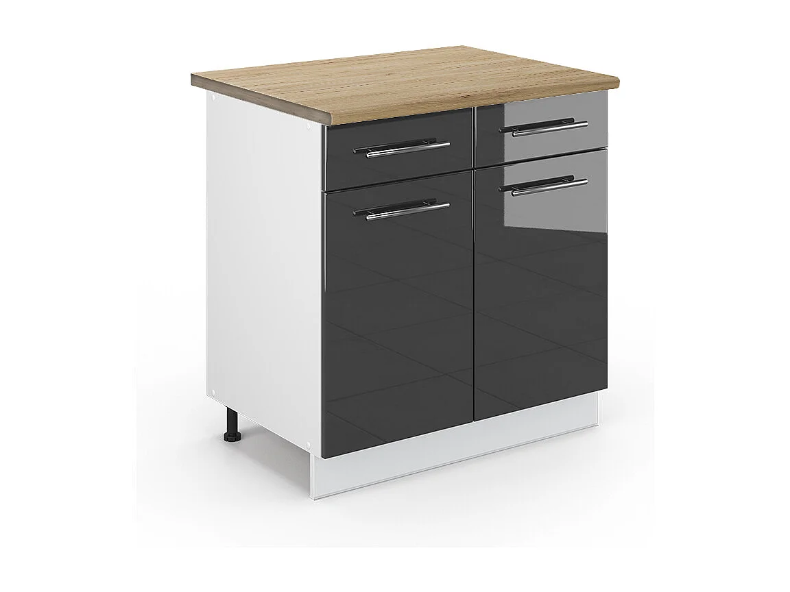 Mueble bajo de cocina antracita alto brillo 80x60x82 fame-line