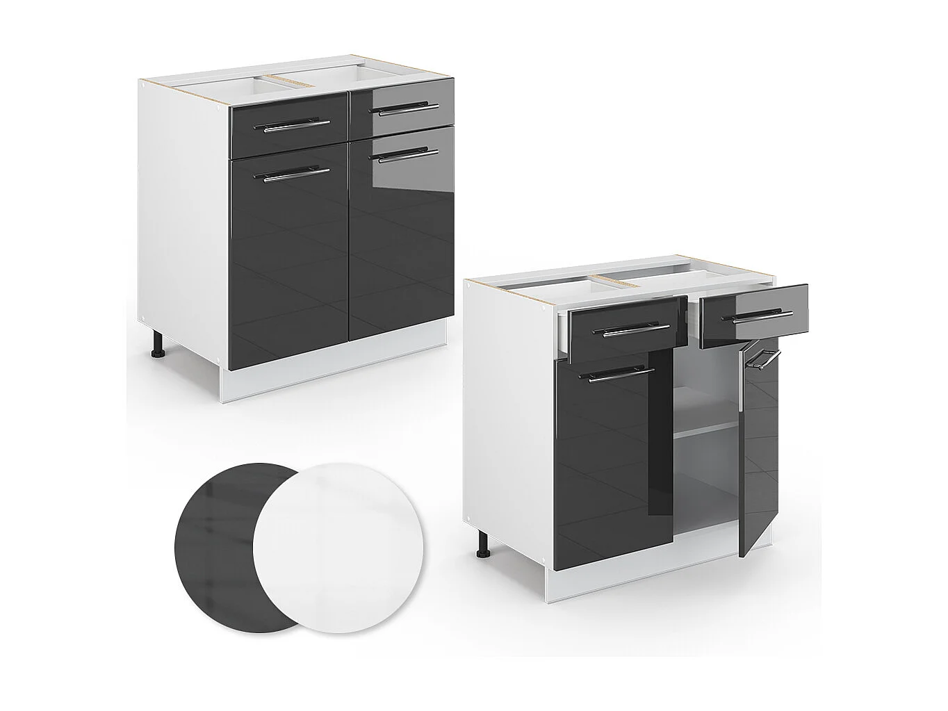 Mueble bajo de cocina antracita alto brillo 80x60x82 fame-line