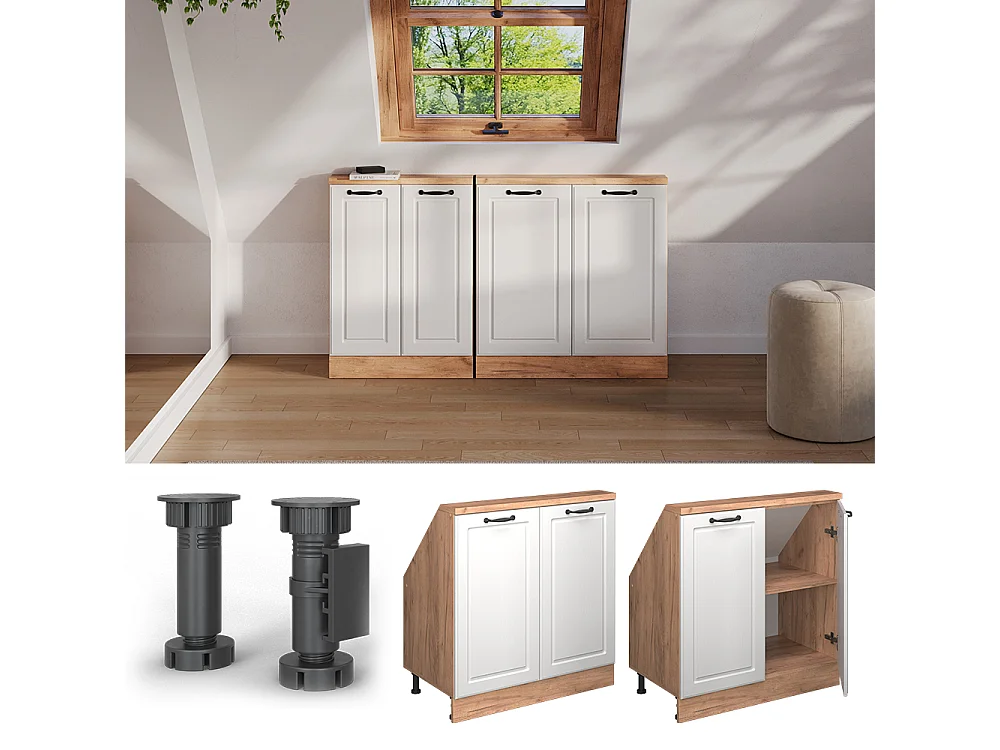 Armario de cocina para techo inclinado blanco casa de campo 80x46x81.6 r-line