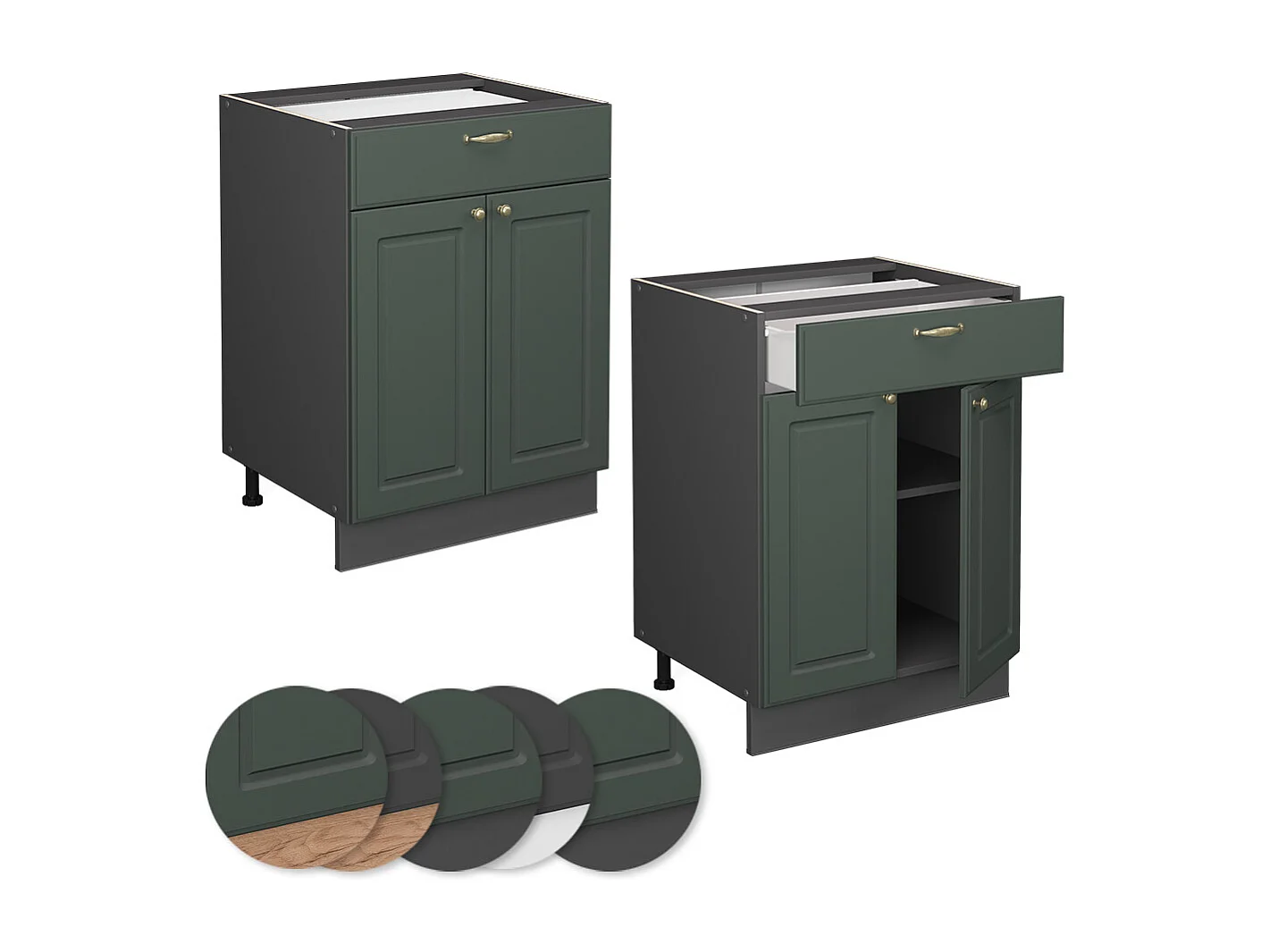 Meuble cuisine vert or campagne 60x60x82 fame-line