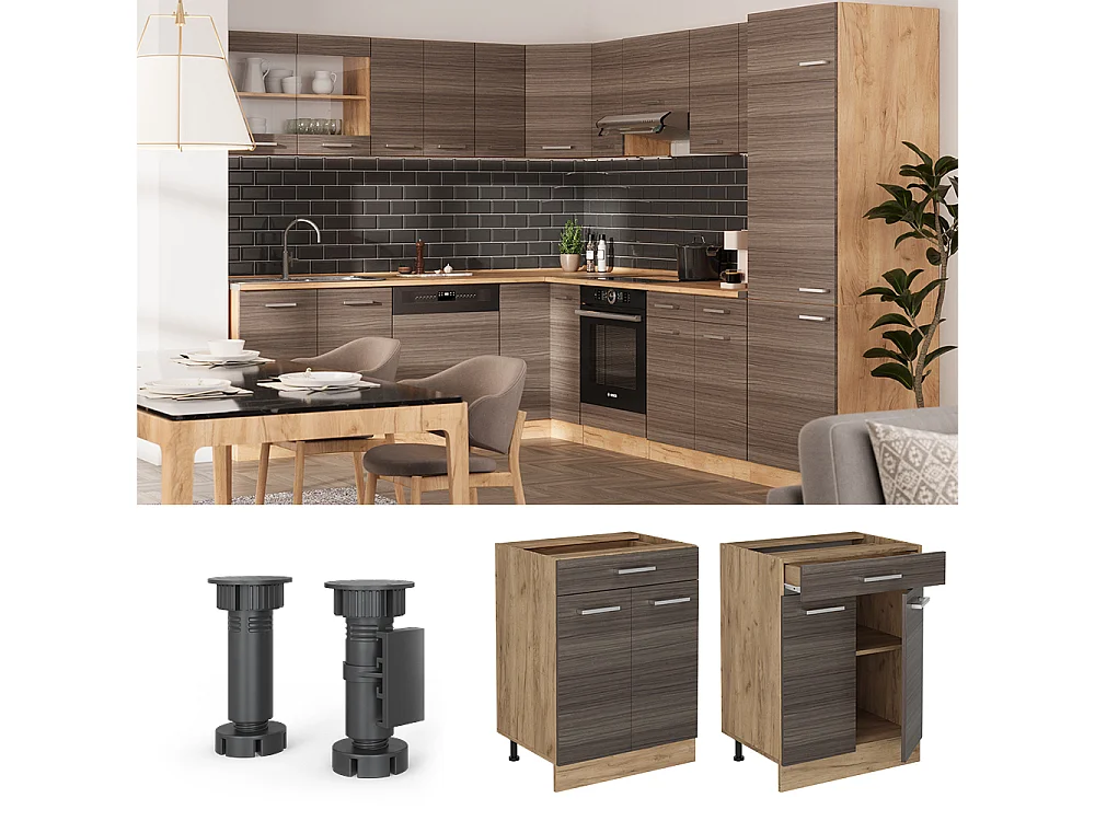 Mueble bajo de cocina gris noble 60x60x81.6 r-line