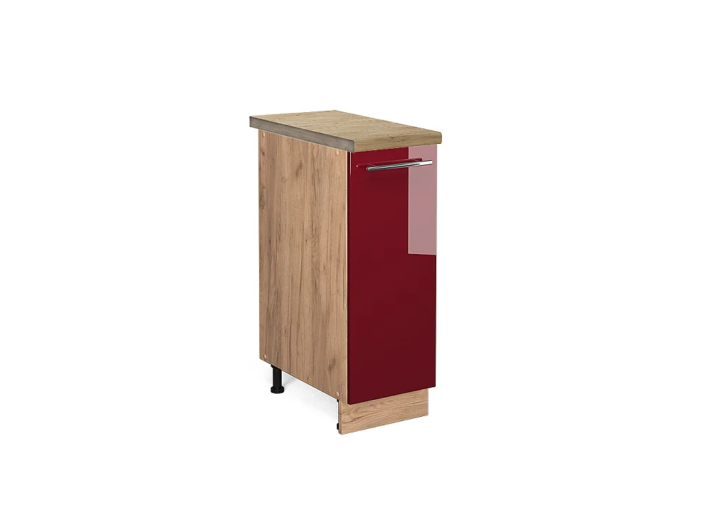 Meuble de cuisine rouge bordeaux haute brillance 30x60x82 fame-line
