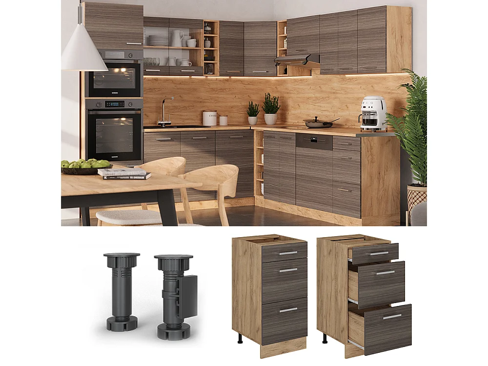 Mueble bajo de cocina gris noble 40x46x81.6 r-line