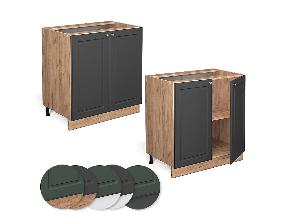 Meuble bas de cuisine anthracite-or 80x51.6x82 fame-line