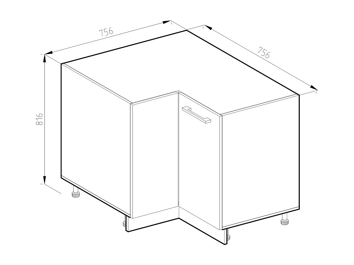 Armário baixo de canto cinza nobre 75.6x60x81.6 r-line
