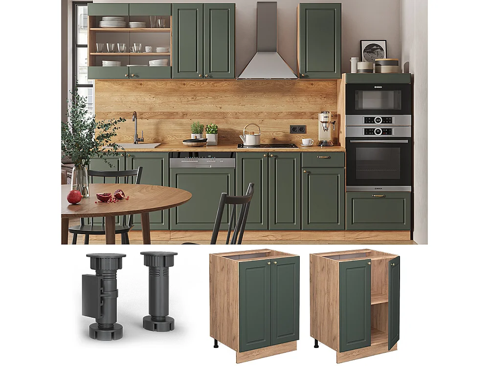 Mobiletto base cucina verde-oro country house 60x60x82 fame-line