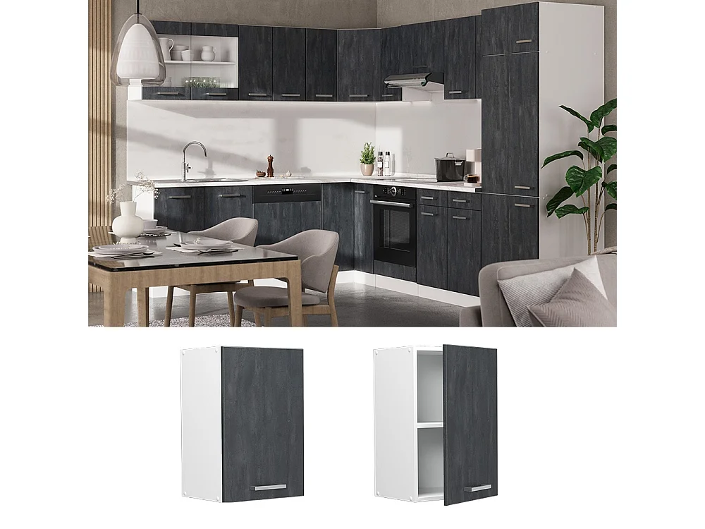 Wall cabinet black concrete 40x31x60 r-line