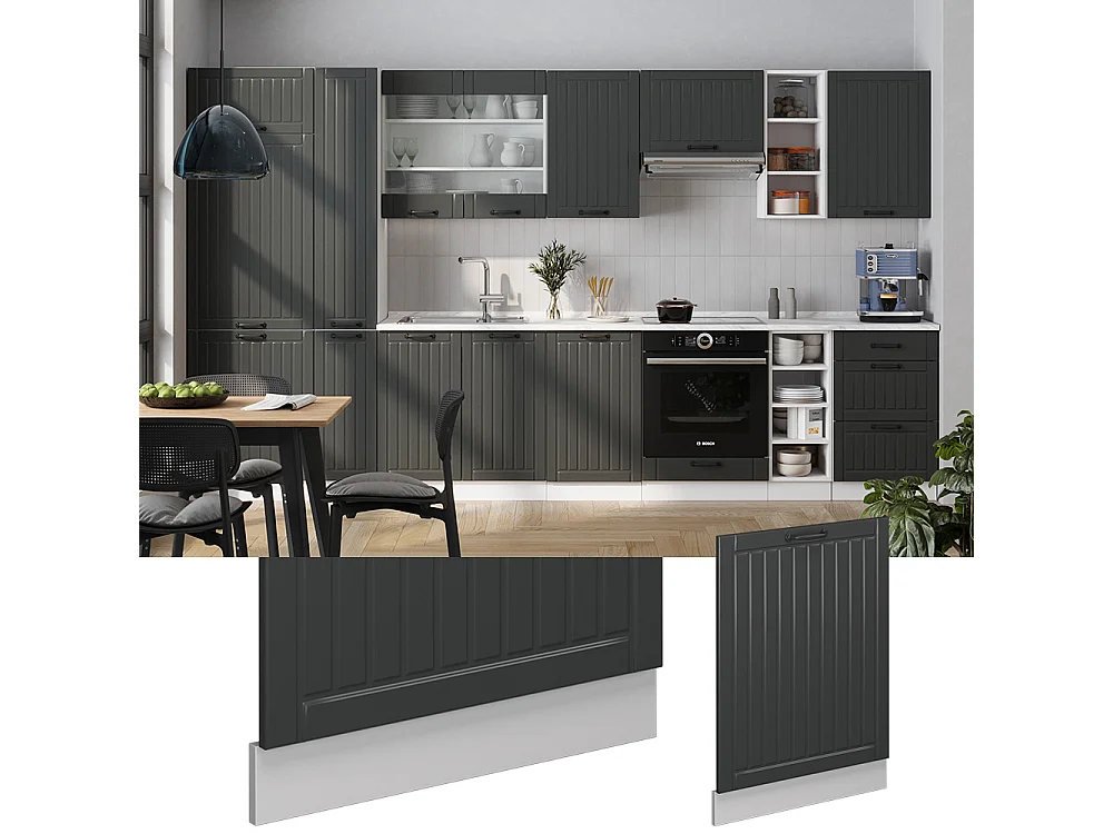 Façade de lave-vaisselle anthracite campagne 60x1.6x81.8 fame-line