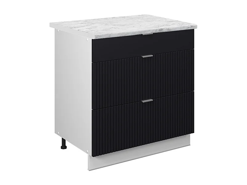 Meuble cuisine noir rayé 80x60x82 fame-line