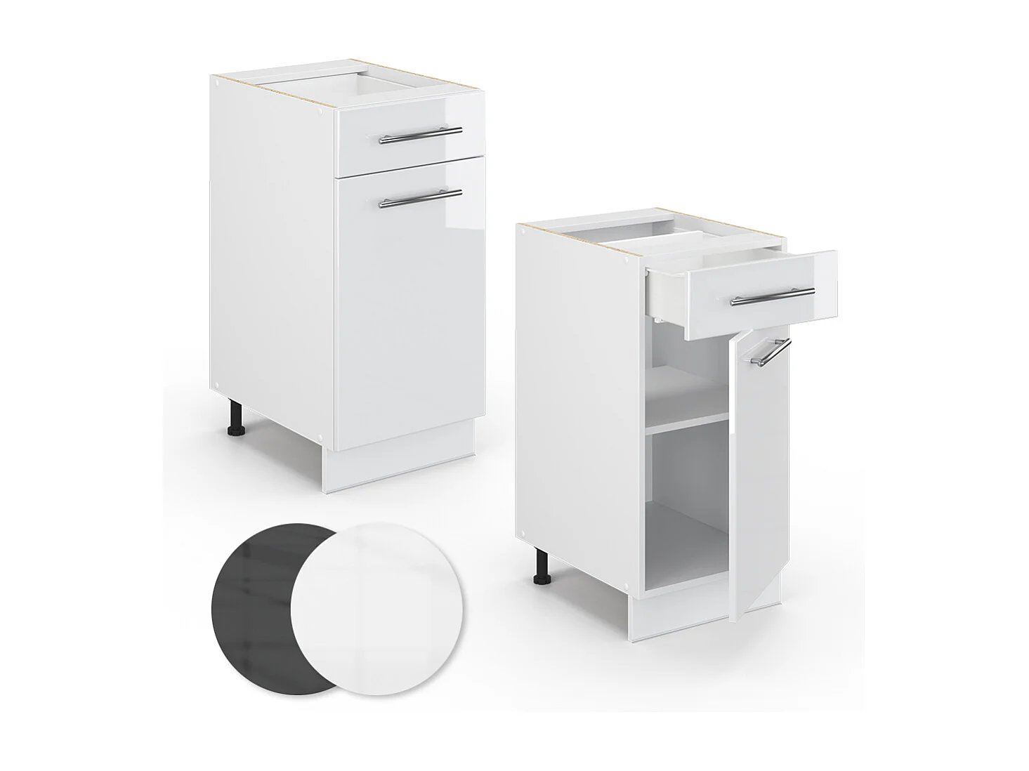 Meuble cuisine blanc haute brillance 40x51.6x82 fame-line