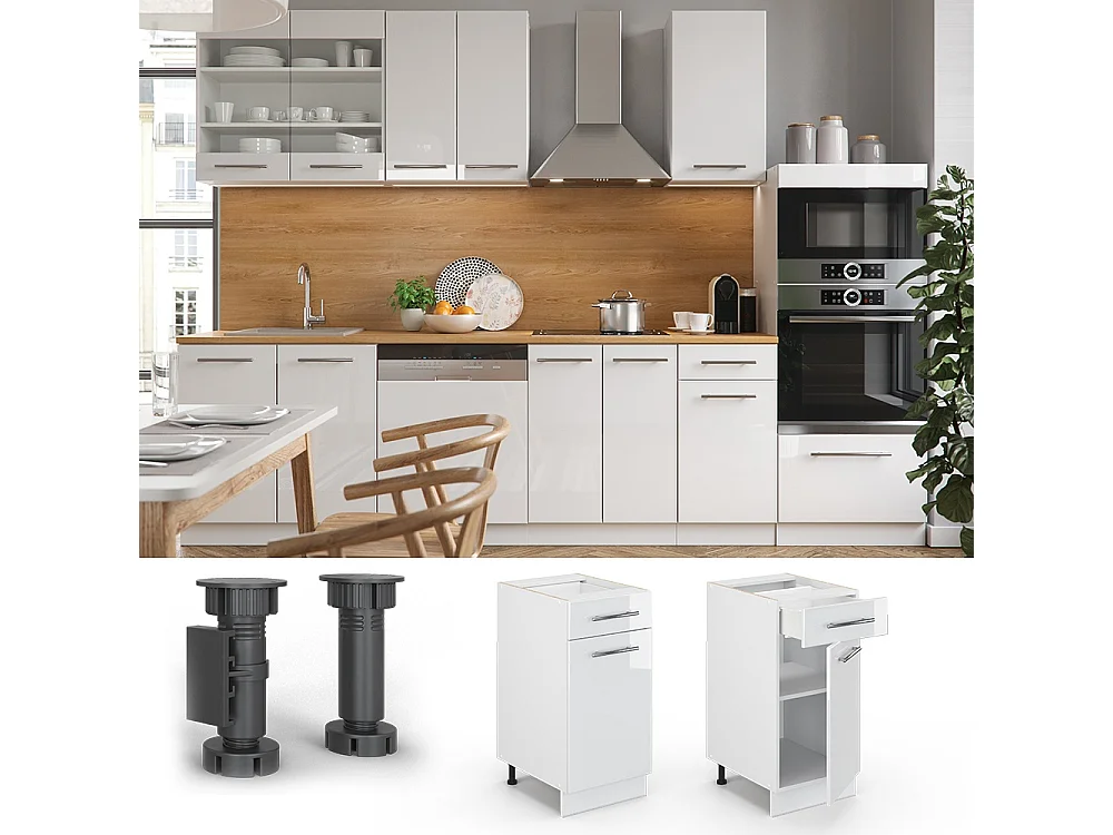 Mobiletto base per cucina bianco lucido 40x51.6x82 fame-line