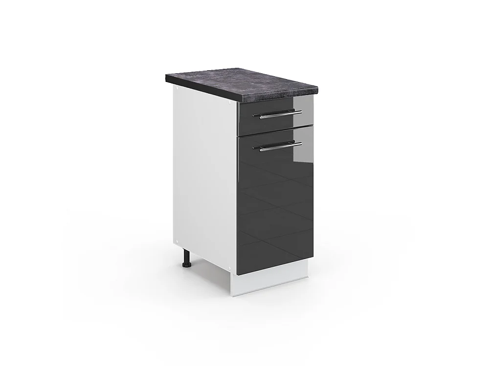 Meuble cuisine anthracite haute brillance 40x60x82 fame-line