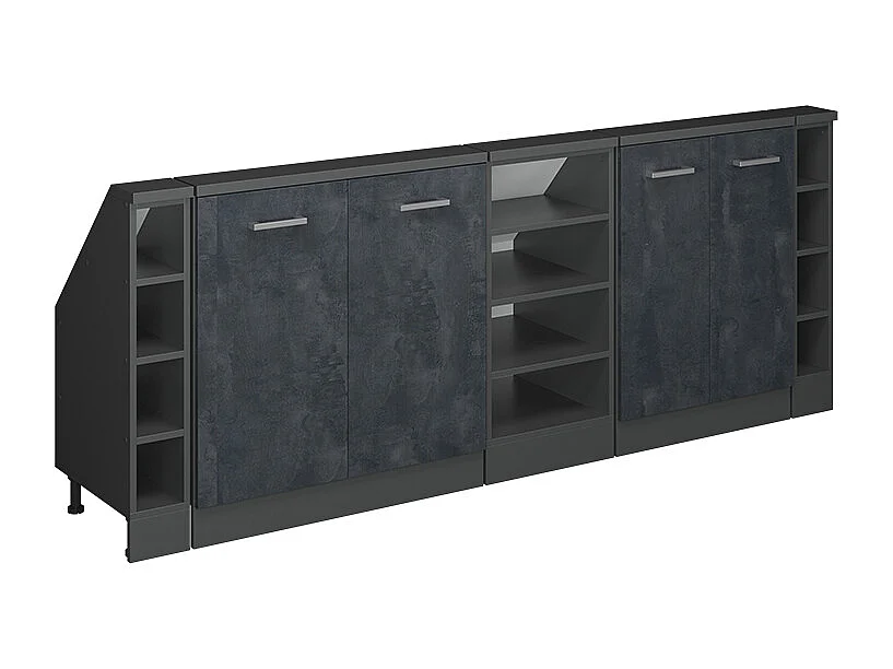 Meuble sous pente béton noir 210x46x81.6 r-line