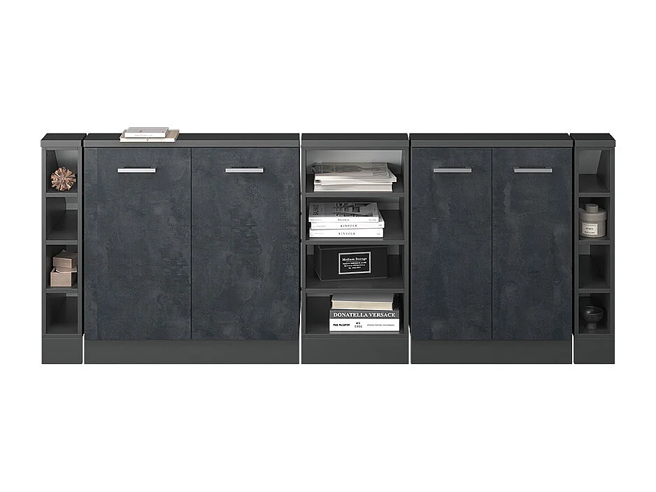 Meuble sous pente béton noir 210x46x81.6 r-line