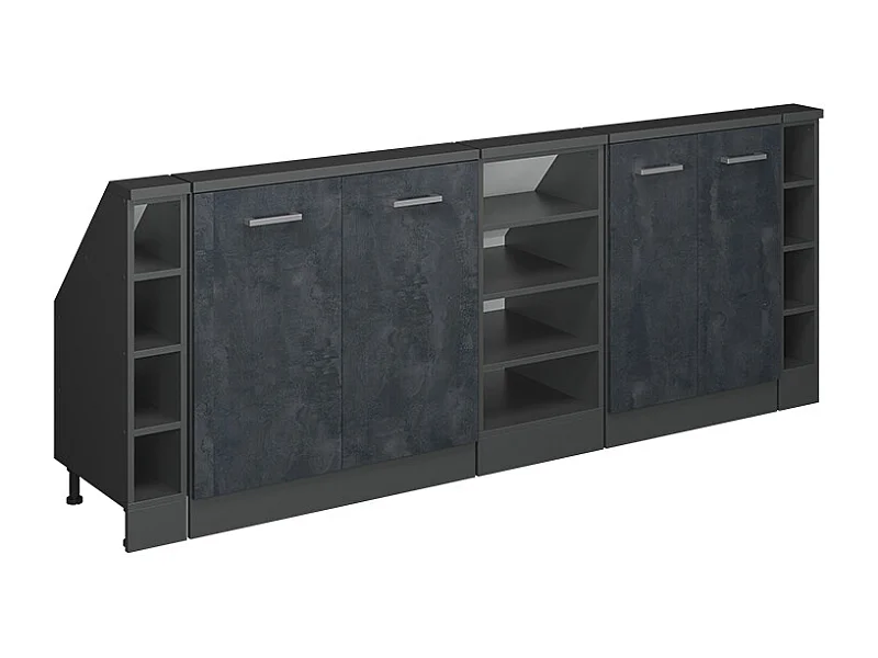 Küchenschrank für Dachschrägen schwarz beton 215x46x81.6 r-line