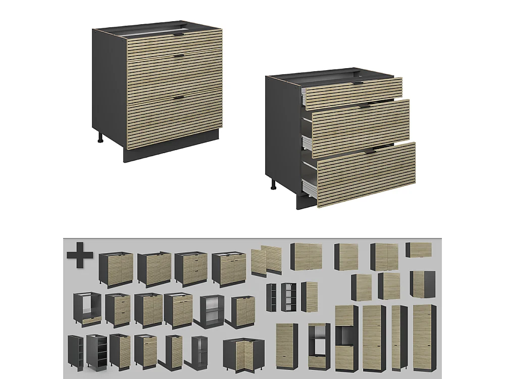 Keukenonderkast eiken paneel 80x60x82 fame-line