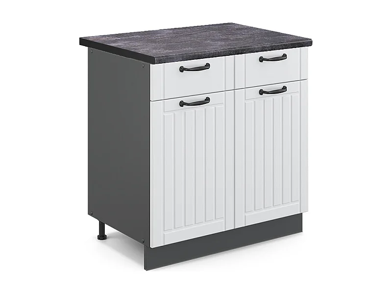 Armário baixo de cozinha casa de campo branca 80x60x82 fame-line