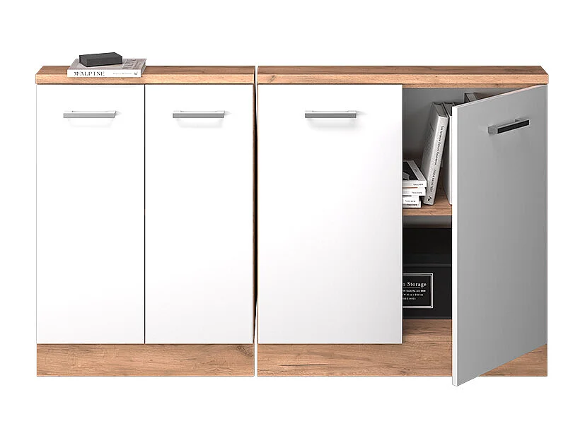 Küchenschrank für Dachschrägen weiß hochglanz 140x46x81.6 r-line