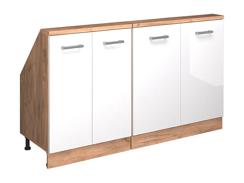 Küchenschrank für Dachschrägen weiß hochglanz 140x46x81.6 r-line