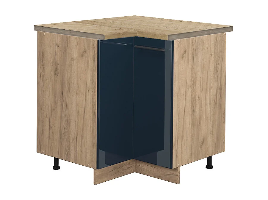 Armario de esquina azul oscuro alto brillo 80.5x60x82 fame-line