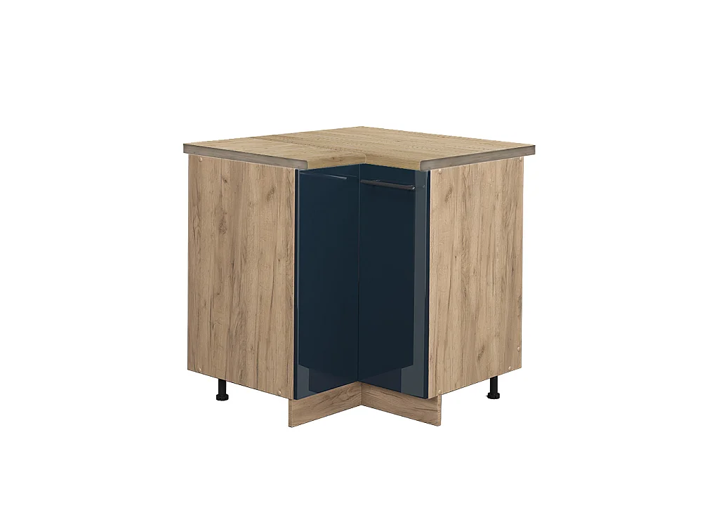 Hörnunderskåp mörkblå högblank 80.5x60x82 fame-line