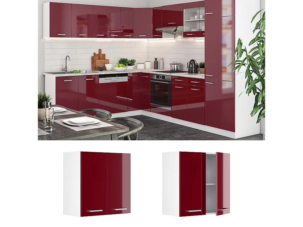 Elément haut de cuisine rouge brillant 60x31x60 r-line