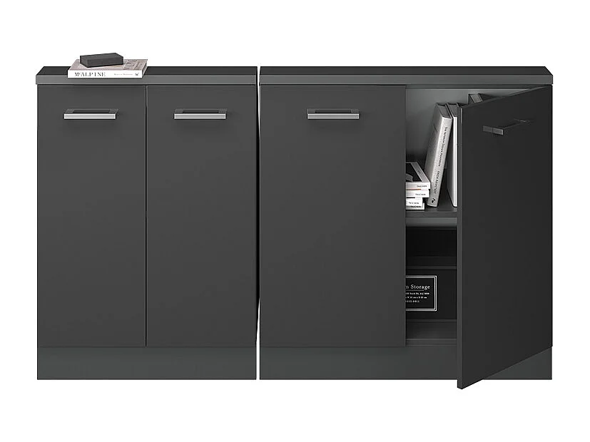 Küchenschrank für Dachschrägen anthrazit hochglanz 140x46x81.6 r-line