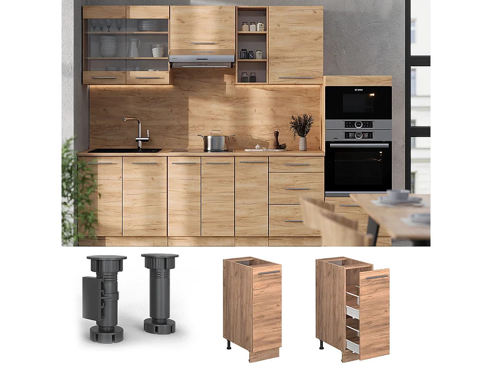 Meuble de cuisine chêne de force doré 30x51.6x82 fame-line