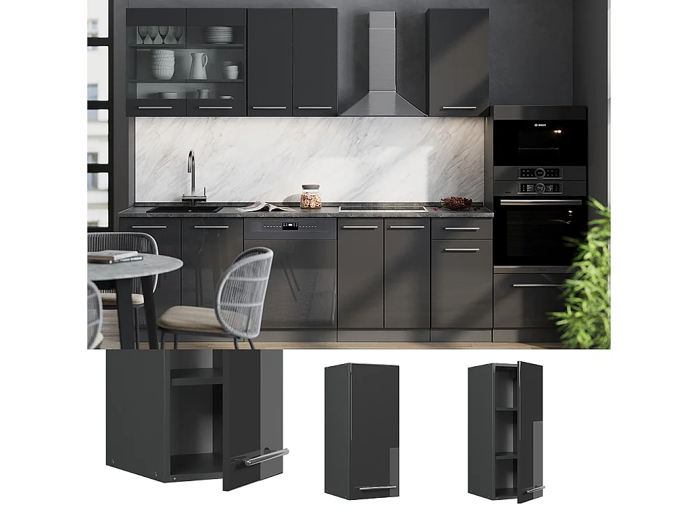 Armario colgante antracita alto brillo 30x34.1x72 fame-line