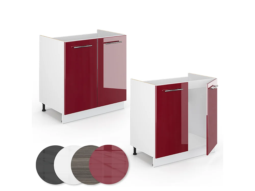 Spülenunterschrank bordeaux hochglanz 80x51.6x82 fame-line