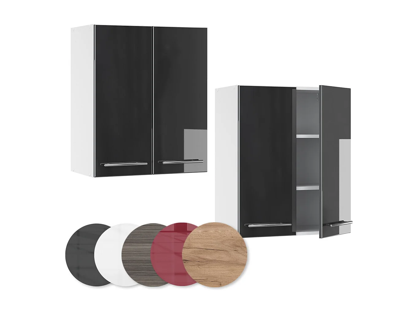 Elément haut de cuisine anthracite haute brillance 60x34.1x72 fame-line