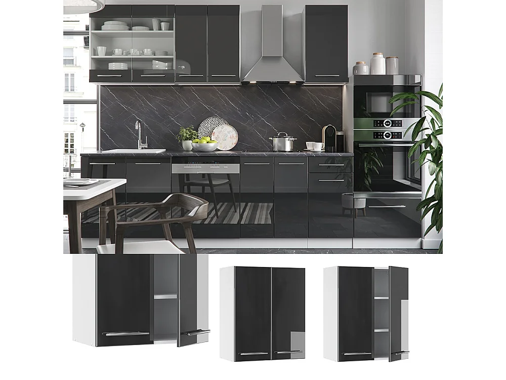 Wall cabinet anthracite high gloss 60x34.1x72 fame-line