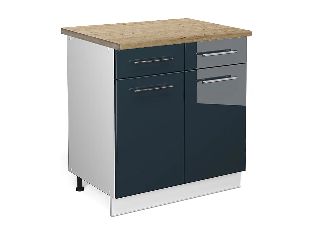 Mueble bajo de cocina azul oscuro alto brillo 80x60x82 fame-line