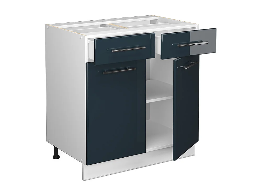 Mueble bajo de cocina azul oscuro alto brillo 80x60x82 fame-line