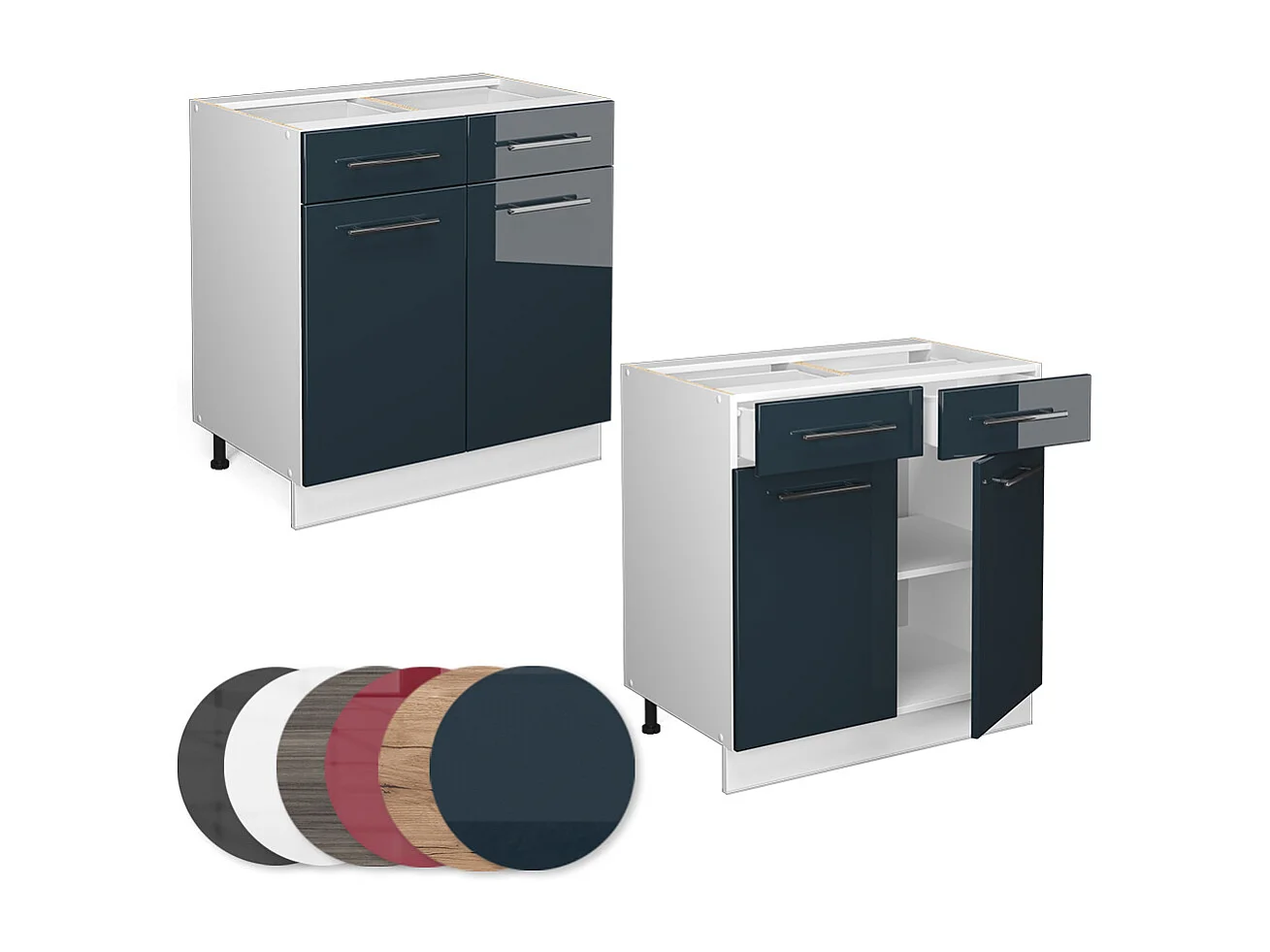 Meuble cuisine bleu foncé brillant 80x60x82 fame-line